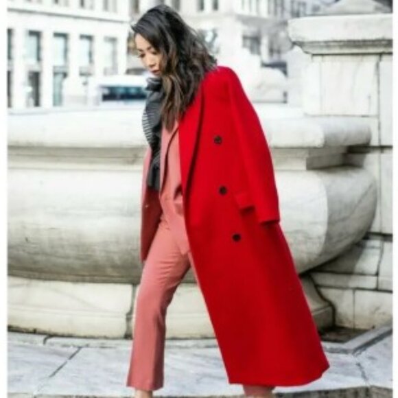 ZARA WOOL BLEND MASCULINE RED COAT - Size XL - Picture 2 of 8